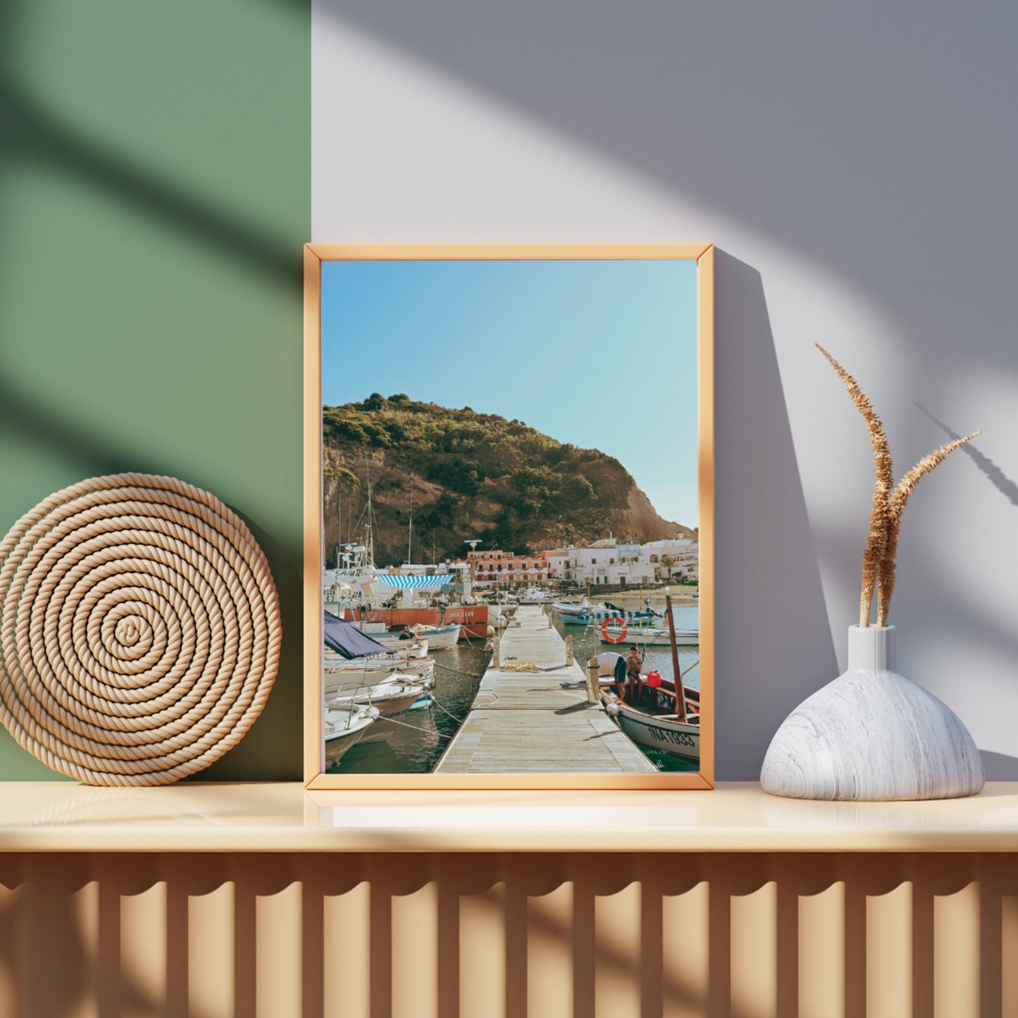 Ischia Pier, Italy Scenic Coastal Wall Art, Digital Download