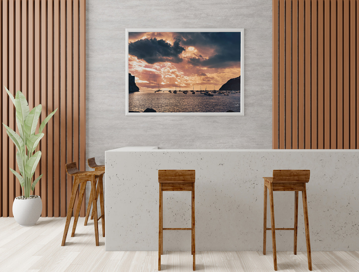 Ischia Sunset Landscape Wall Art, Digital Download