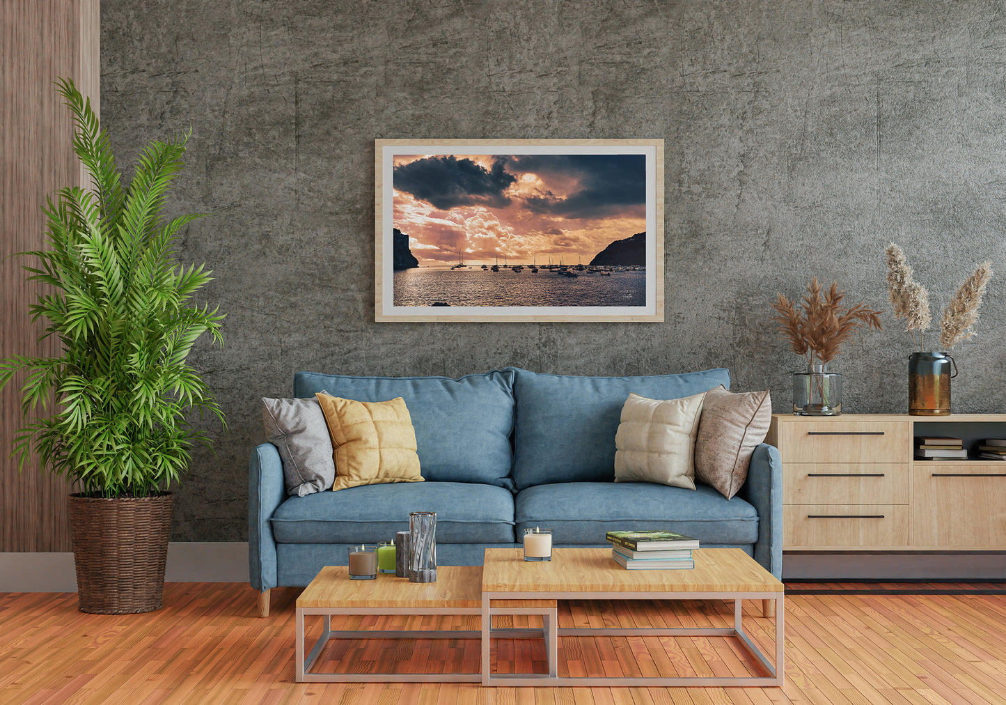 Ischia Sunset Landscape Wall Art, Digital Download