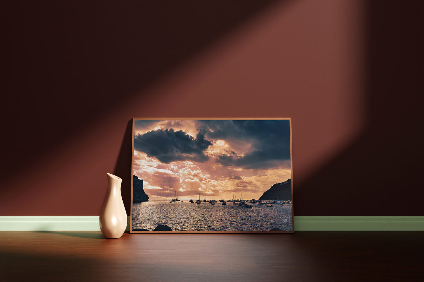 Ischia Sunset Landscape Wall Art, Digital Download