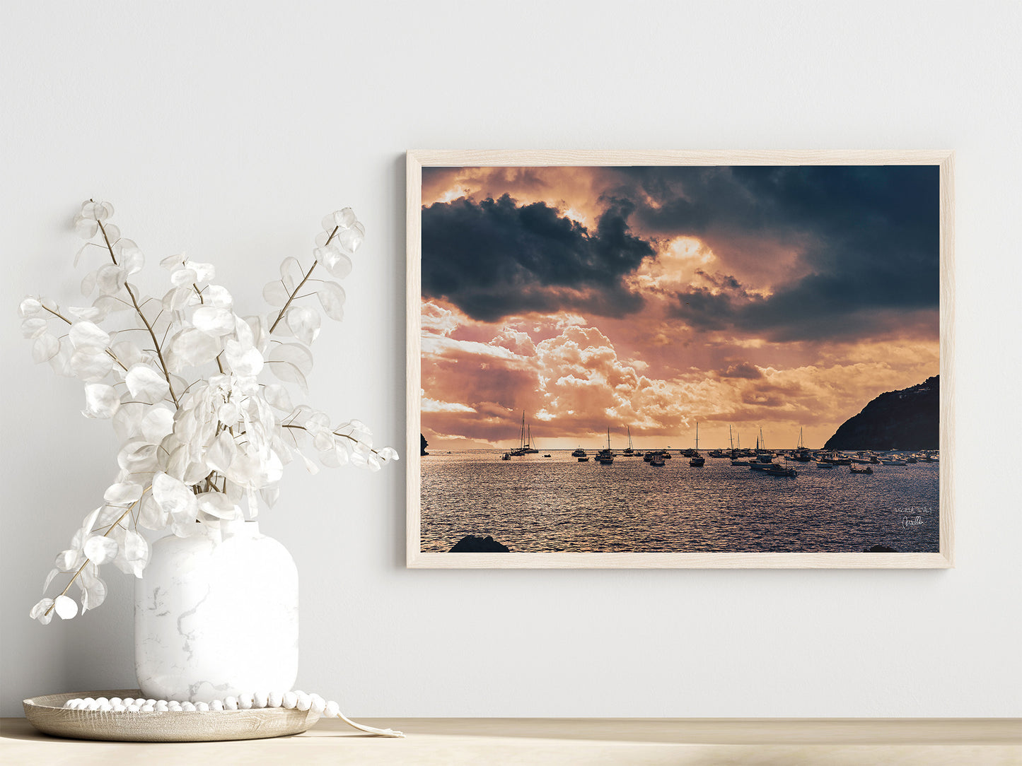 Ischia Sunset Landscape Wall Art, Digital Download