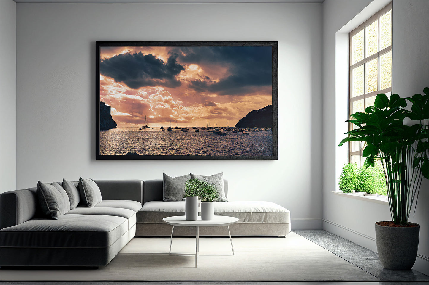 Ischia Sunset Landscape Wall Art, Digital Download