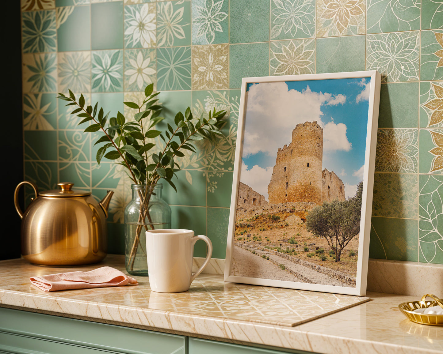 Sicilian Hilltop Castle Wall Art, Digital Download