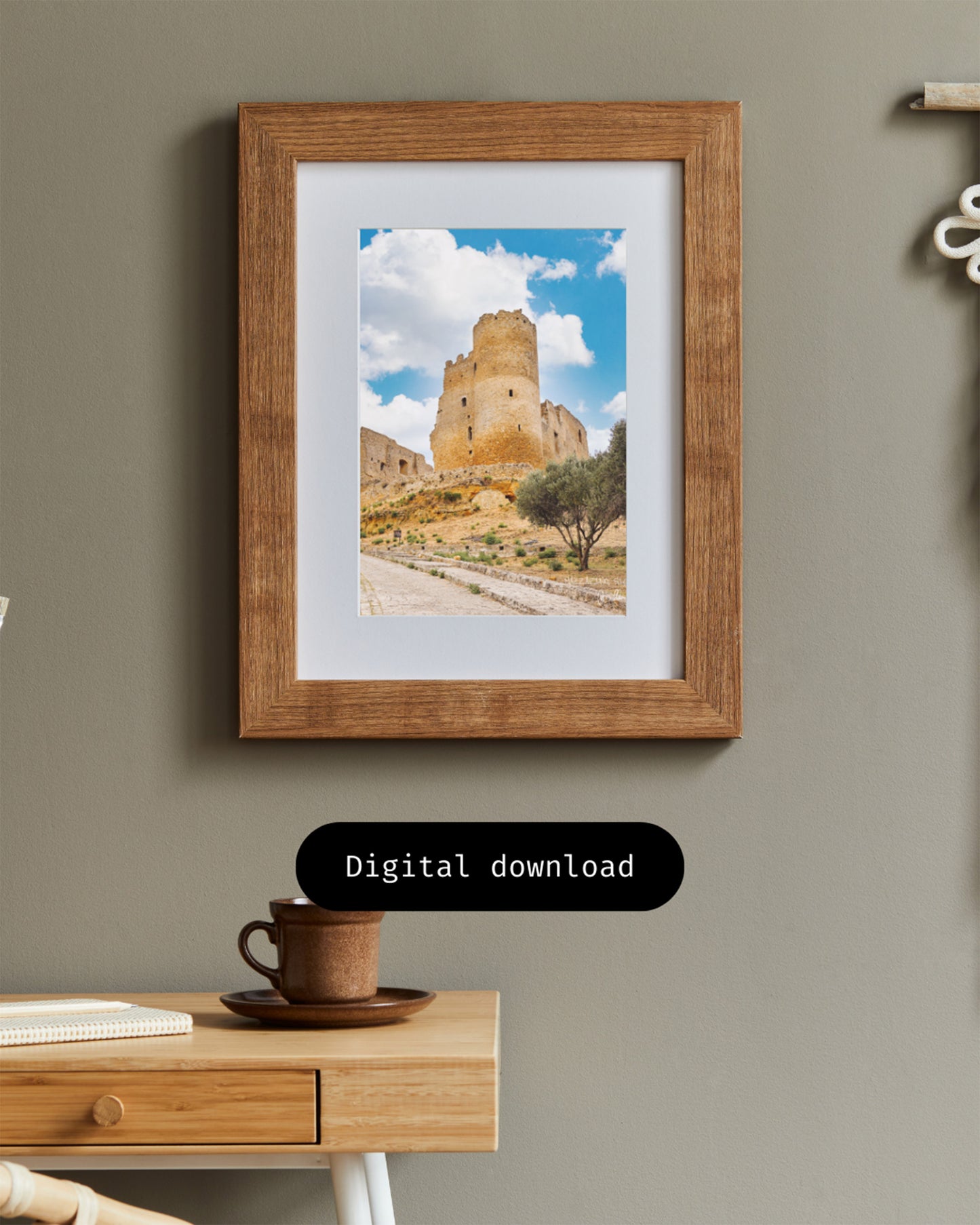 Sicilian Hilltop Castle Wall Art, Digital Download